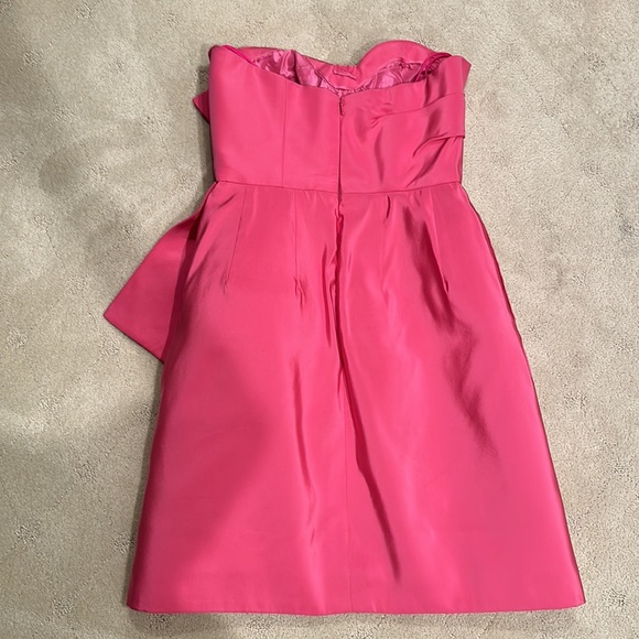 Oscar de la Renta Ruffle Bow Strapless Silk Dress - Picture 3 of 8